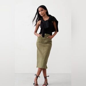 NWT Banana Republic Olive Green Midi Skirt
